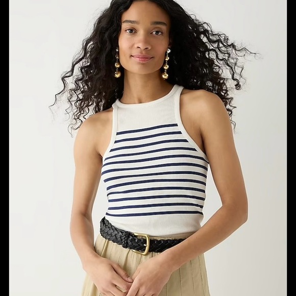 J. Crew Navy and White Striped Tank Top - Picture 1 of 10